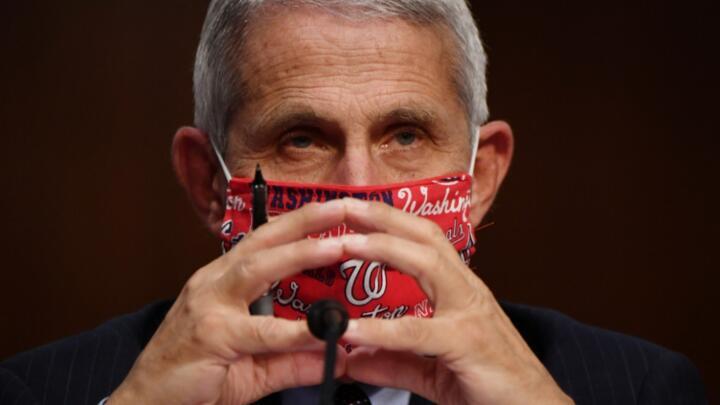 Anthony Fauci, director of the National Institute for Allergy and Infectious Diseases prepares to testify ahead of a Senate Health, Education, Labor and Pensions Committee hearing in Washington, DC, on June 30, 2020.